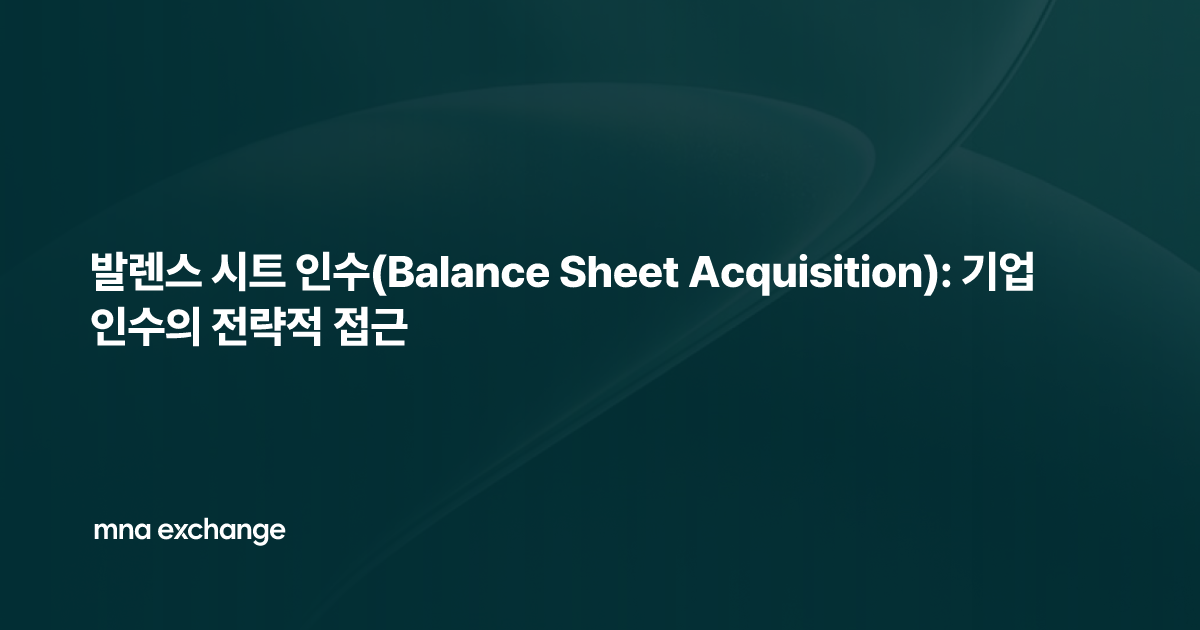 발렌스 시트 인수(Balance Sheet Acquisition): 기업 인수의 전략적 접근